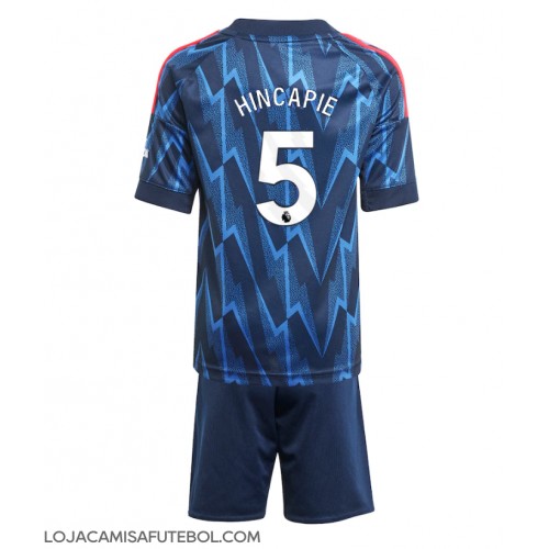 Camisa de Futebol Arsenal Piero Hincapie #5 Equipamento Secundário Infantil 2025-26 Manga Curta (+ Calças curtas)